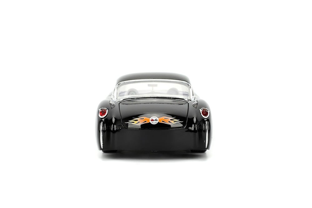 Bigtime Muscle 1957 Chevy Corvette Hardtop (Black with Flames) 1/24 Scale Die-Cast Model Gallery Image 6
