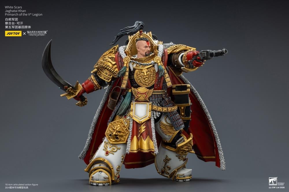 Warhammer: The Horus Heresy White Scars Jaghatai Khan, Primarch of the Vth Legion 1/18 Scale Action Figure Gallery Image 9