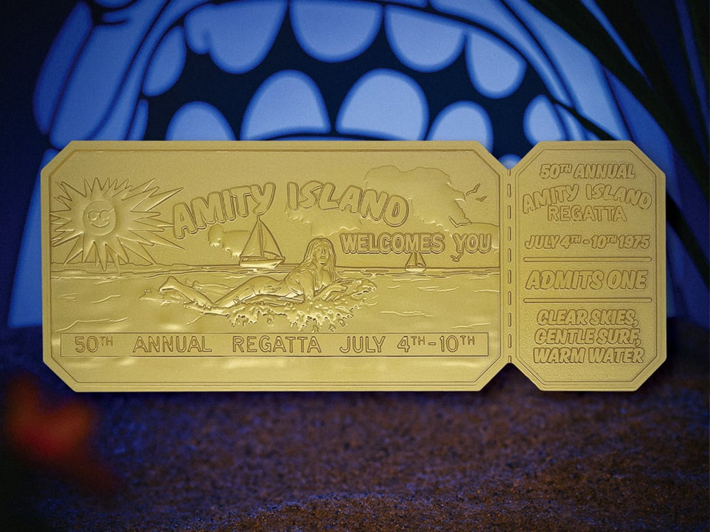Jaws 50th Anniversary Amity Island Regatta Ticket Limited Edition 24k Gold Plated Collectible Gallery Image 1