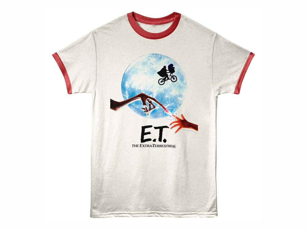 E.T. Vintage Poster White and Red Adult Ringer T-Shirt Gallery Image 1