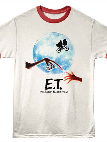 E.T. Vintage Poster White and Red Adult Ringer T-Shirt Gallery Image 2