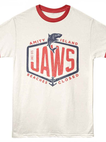 Jaws Text Vintage Adult Ringer T-Shirt Gallery Image 2