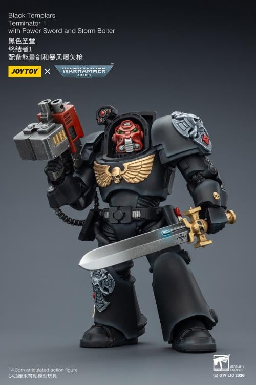 Warhammer 40,000 Black Templars Terminator (Ver. 1) with Power Sword and Storm Bolter 1/18 Scale Action Figure Gallery Image 6