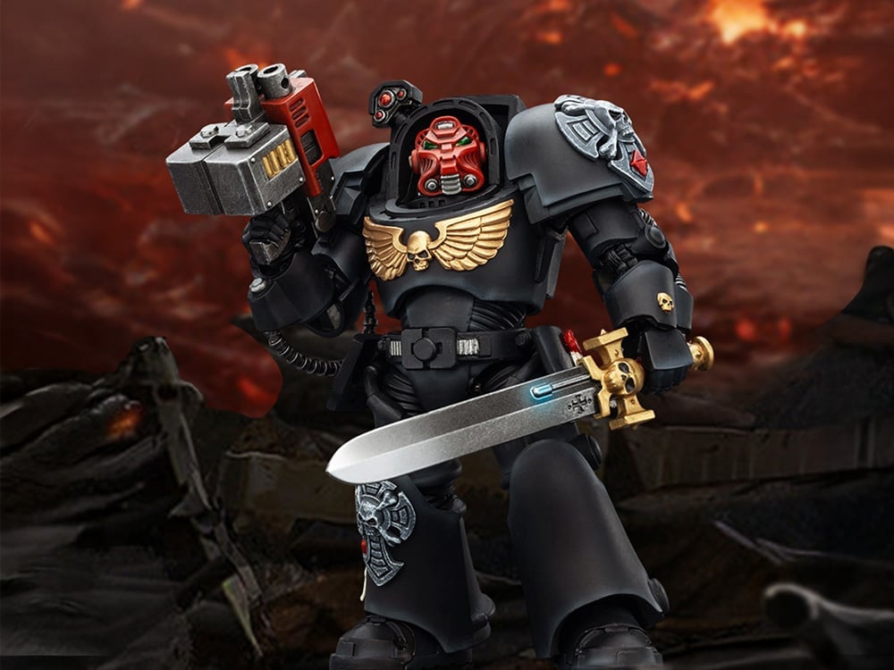 Warhammer 40,000 Black Templars Terminator (Ver. 1) with Power Sword and Storm Bolter 1/18 Scale Action Figure Gallery Image 1