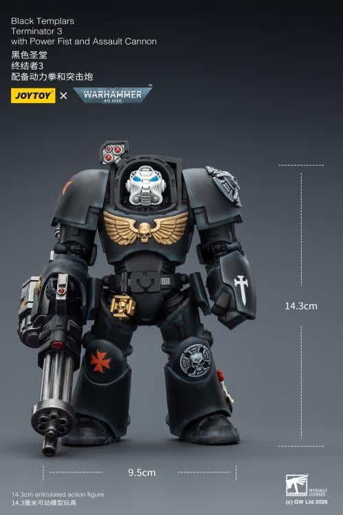 Warhammer 40,000 Black Templars Terminator (Ver. 3) with Power Fist and Assault Cannon 1/18 Scale Action Figure Gallery Image 12