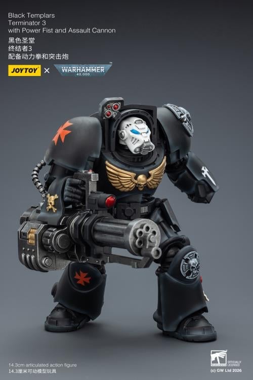 Warhammer 40,000 Black Templars Terminator (Ver. 3) with Power Fist and Assault Cannon 1/18 Scale Action Figure Gallery Image 8