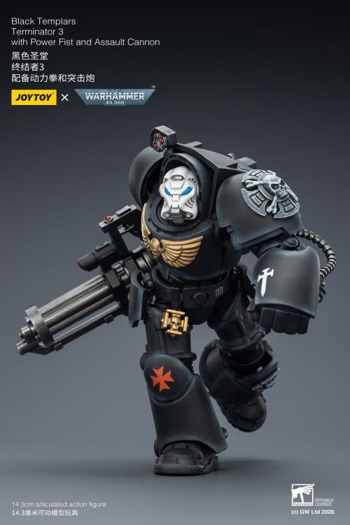 Warhammer 40,000 Black Templars Terminator (Ver. 3) with Power Fist and Assault Cannon 1/18 Scale Action Figure Gallery Image 9