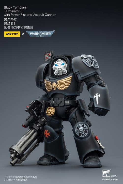 Warhammer 40,000 Black Templars Terminator (Ver. 3) with Power Fist and Assault Cannon 1/18 Scale Action Figure Gallery Image 5