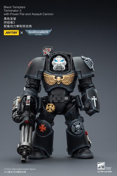 Warhammer 40,000 Black Templars Terminator (Ver. 3) with Power Fist and Assault Cannon 1/18 Scale Action Figure Gallery Image 4