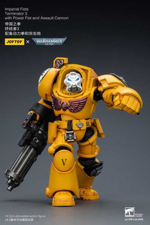 Warhammer 40,000 Imperial Fists Terminator (Ver. 3) with Power Fist and Assault Cannon 1/18 Scale Action Figure Gallery Image 7