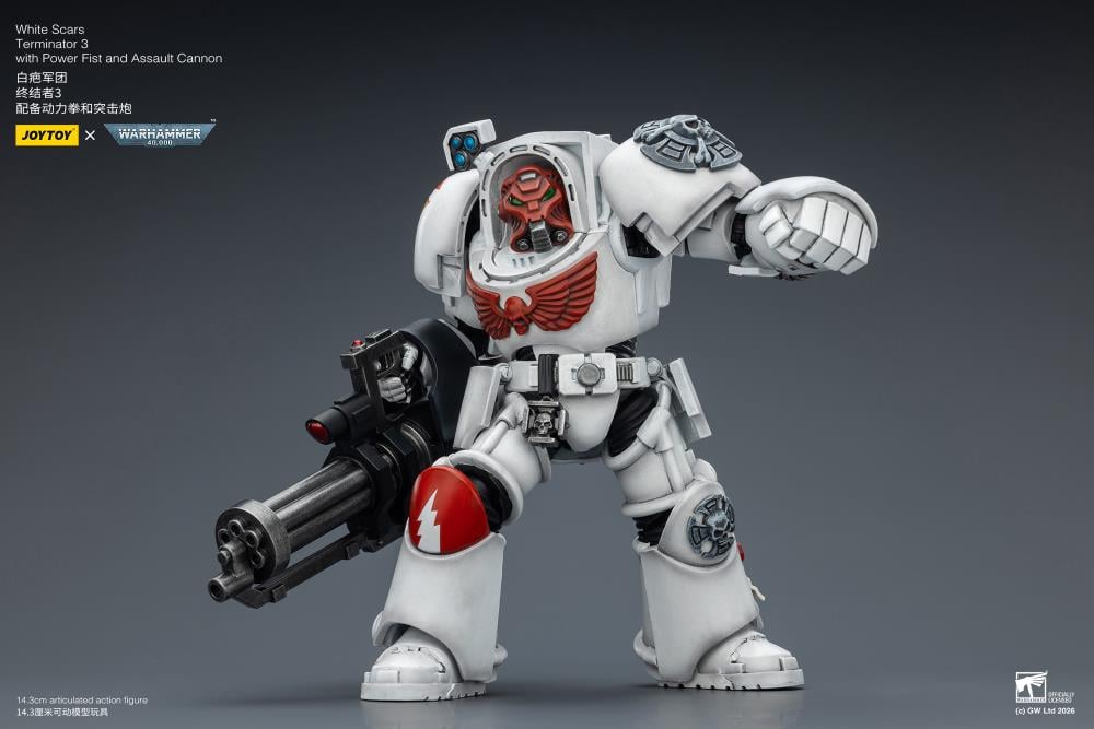 Warhammer 40,000 White Scars Terminator (Ver. 3) with Power Fist and Assault Cannon 1/18 Scale Action Figure Gallery Image 9