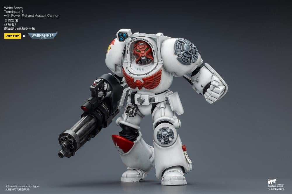 Warhammer 40,000 White Scars Terminator (Ver. 3) with Power Fist and Assault Cannon 1/18 Scale Action Figure Gallery Image 10