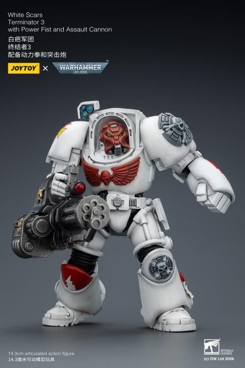 Warhammer 40,000 White Scars Terminator (Ver. 3) with Power Fist and Assault Cannon 1/18 Scale Action Figure Gallery Image 7