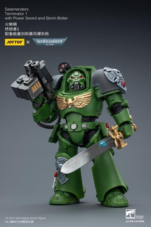 Warhammer 40,000 Salamanders Terminator (Ver. 1) with Power Sword and Storm Bolter 1/18 Scale Action Figure Gallery Image 6