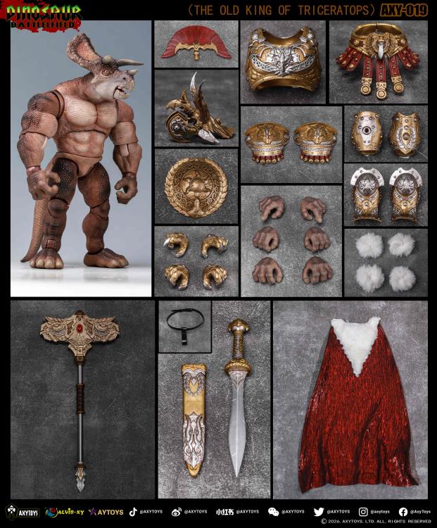 Dinosaur Battlefield The Old King of Triceratops (Deluxe Edition Brown Ver.) 1/12 Scale Action Figure Gallery Image 8