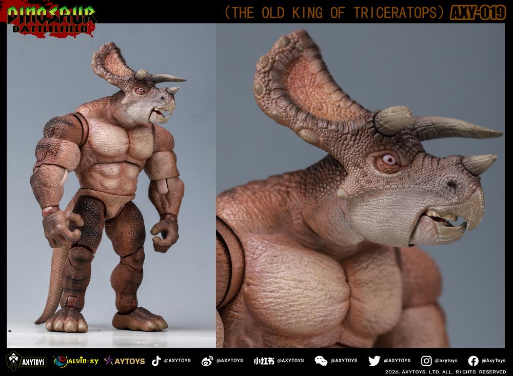 Dinosaur Battlefield The Old King of Triceratops (Deluxe Edition Brown Ver.) 1/12 Scale Action Figure Gallery Image 7