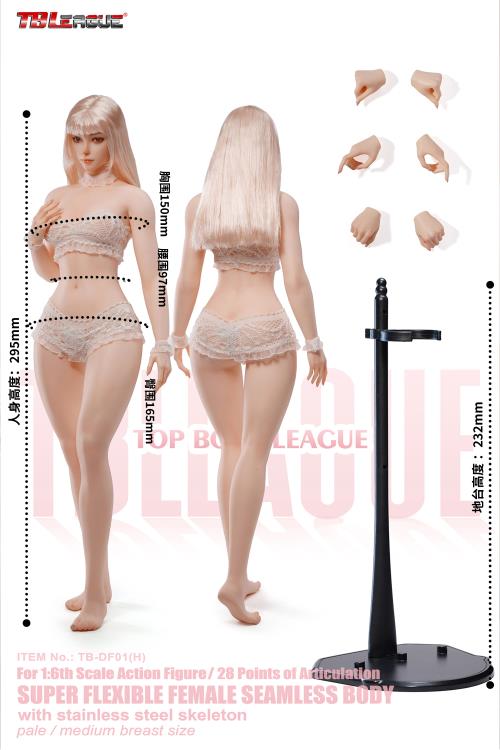 Female Body (Pale Medium Bust) 1/6 Scale Action Figure (TB-DF01 With Head Sculpt) Gallery Image 15
