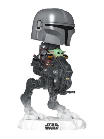 Star Wars: Mandalorian & Grogu Pop! Rides #837 Deluxe The Mandalorian with Grogu in Imperial Remnant AT-RT Gallery Image 2