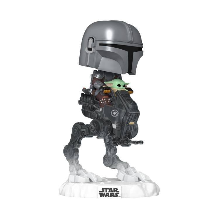 Star Wars: Mandalorian & Grogu Pop! Rides #837 Deluxe The Mandalorian with Grogu in Imperial Remnant AT-RT Gallery Image 3