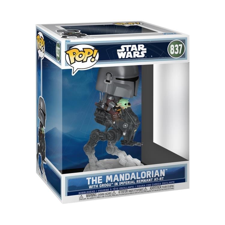 Star Wars: Mandalorian & Grogu Pop! Rides #837 Deluxe The Mandalorian with Grogu in Imperial Remnant AT-RT Gallery Image 4