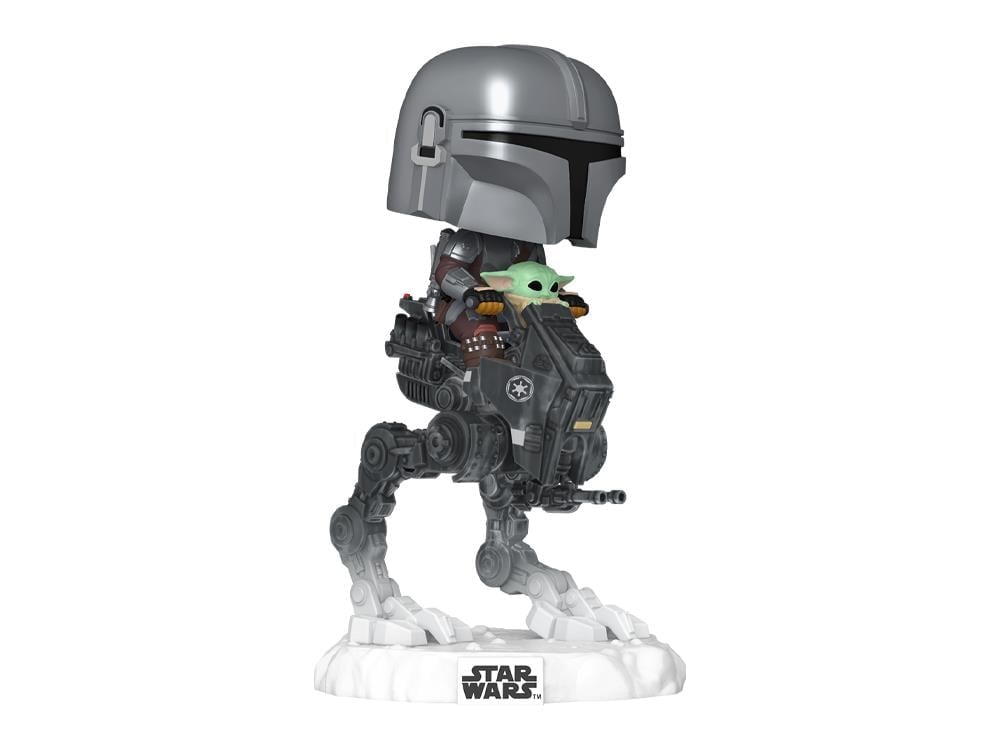 Star Wars: Mandalorian & Grogu Pop! Rides #837 Deluxe The Mandalorian with Grogu in Imperial Remnant AT-RT Gallery Image 1