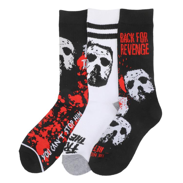 Friday the 13th Jason Mask Glow-In-The-Dark Men's Crew Socks 3-Pack Gallery Image 9