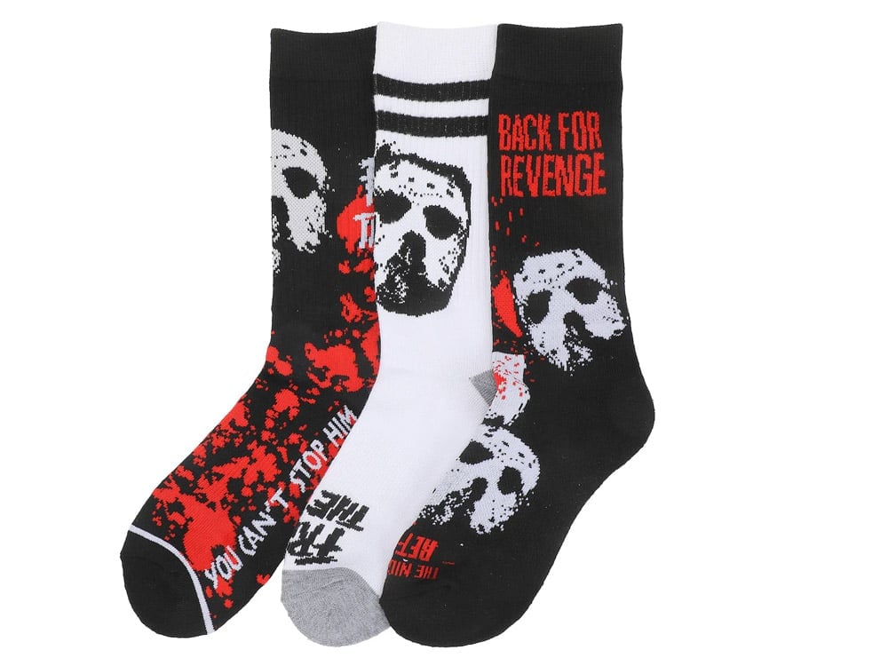 Friday the 13th Jason Mask Glow-In-The-Dark Men's Crew Socks 3-Pack Gallery Image 1