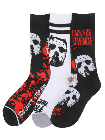 Friday the 13th Jason Mask Glow-In-The-Dark Men's Crew Socks 3-Pack Gallery Image 2