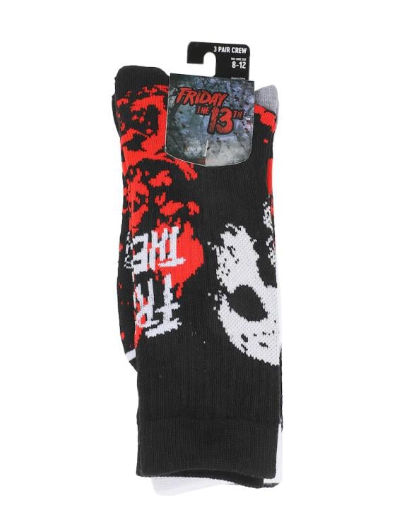 Friday the 13th Jason Mask Glow-In-The-Dark Men's Crew Socks 3-Pack Gallery Image 8