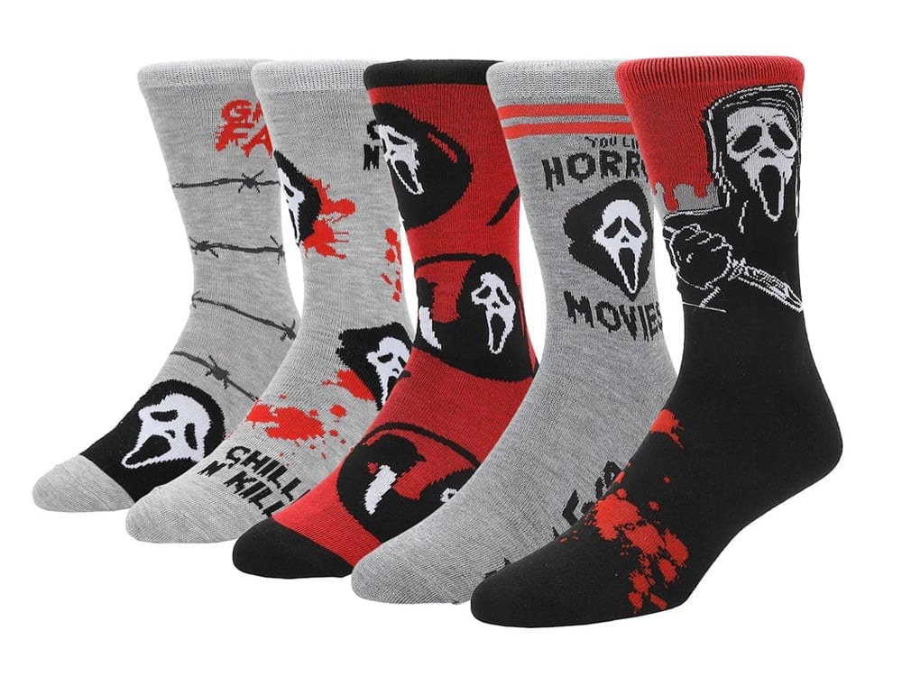 Ghost Face Character Art Men's Casual Crew Socks 5-Pack Gallery Image 1