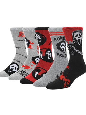 Ghost Face Character Art Men's Casual Crew Socks 5-Pack Gallery Image 2