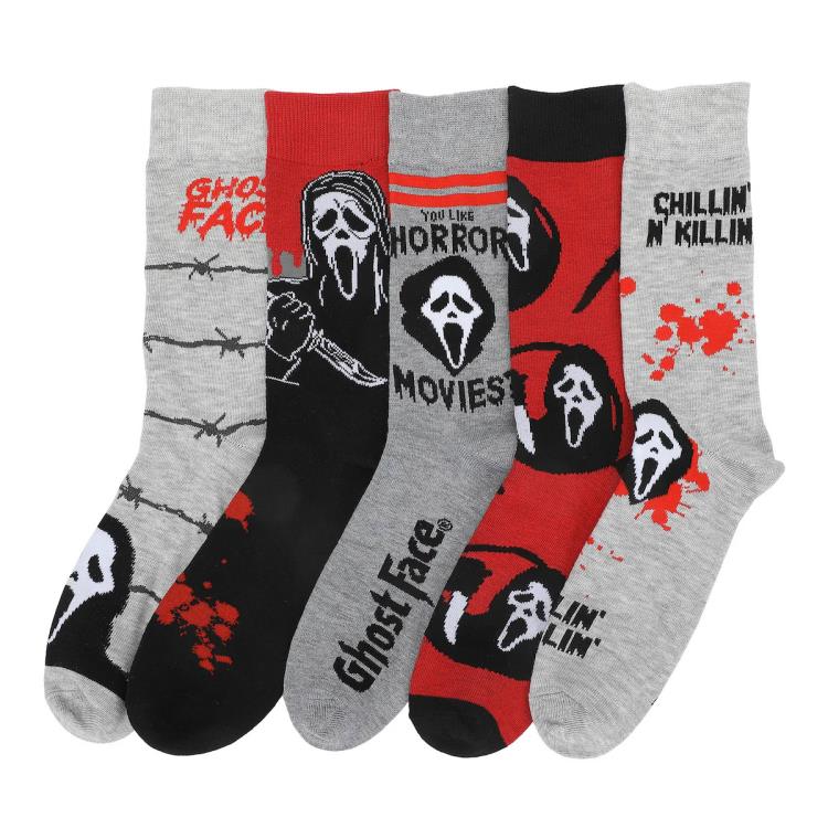 Ghost Face Character Art Men's Casual Crew Socks 5-Pack Gallery Image 3
