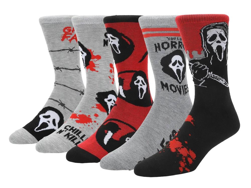 Ghost Face Character Art Men's Casual Crew Socks 5-Pack Gallery Image 7
