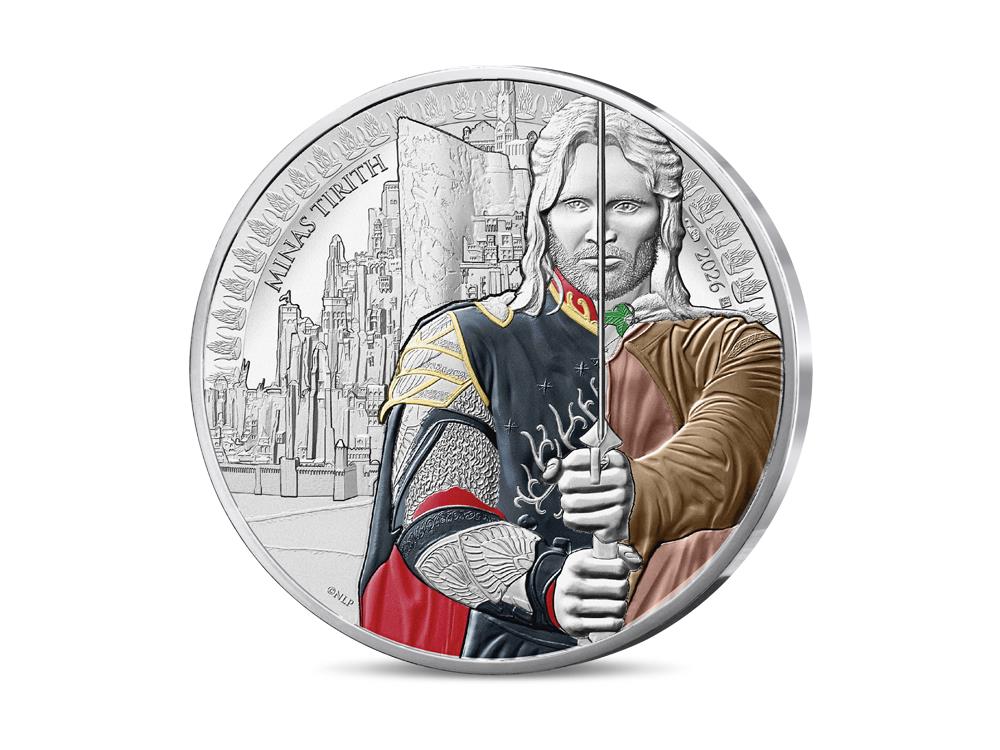 2026 France The Lord of the Rings Aragorn and Minas Tirith Limited Edition 50 Euro Silver Collectible Coin Gallery Image 1