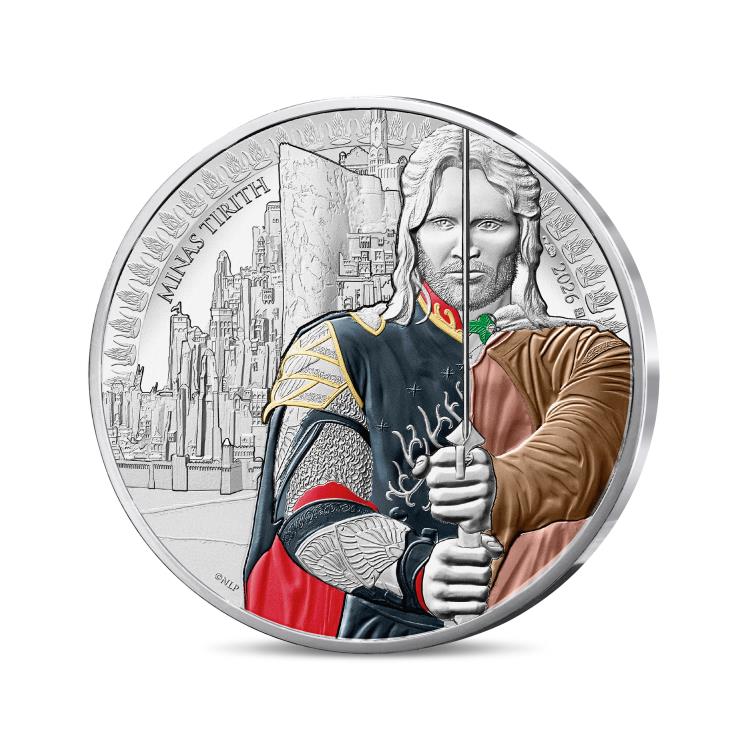 2026 France The Lord of the Rings Aragorn and Minas Tirith Limited Edition 50 Euro Silver Collectible Coin Gallery Image 3