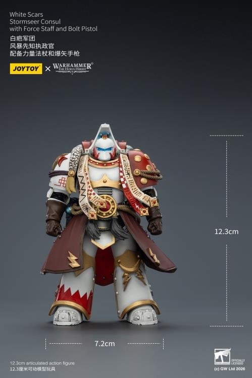 Warhammer 40,000 White Scars Stormseer Consul with Force Staff and Bolt Pistol 1/18 Scale Action Figure Gallery Image 13