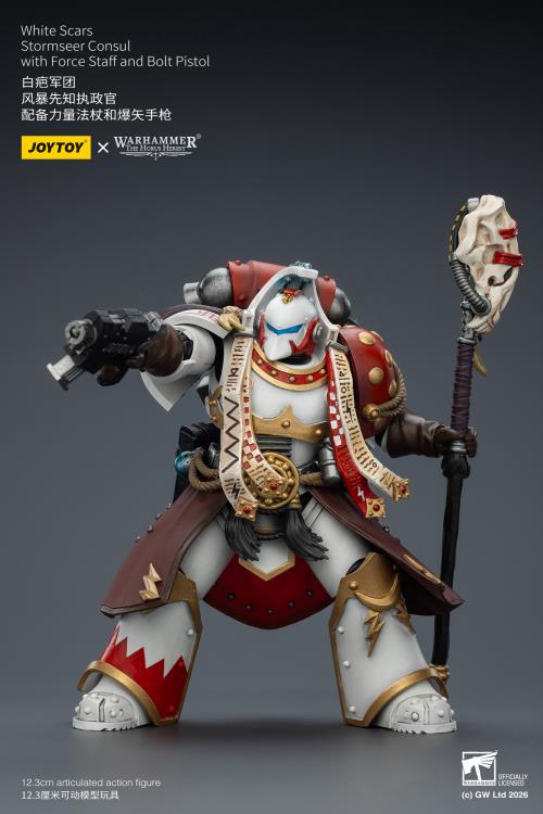 Warhammer 40,000 White Scars Stormseer Consul with Force Staff and Bolt Pistol 1/18 Scale Action Figure Gallery Image 8