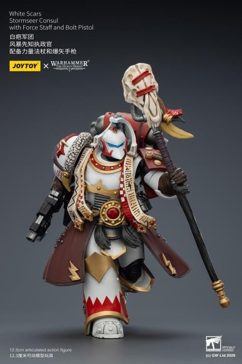 Warhammer 40,000 White Scars Stormseer Consul with Force Staff and Bolt Pistol 1/18 Scale Action Figure Gallery Image 9