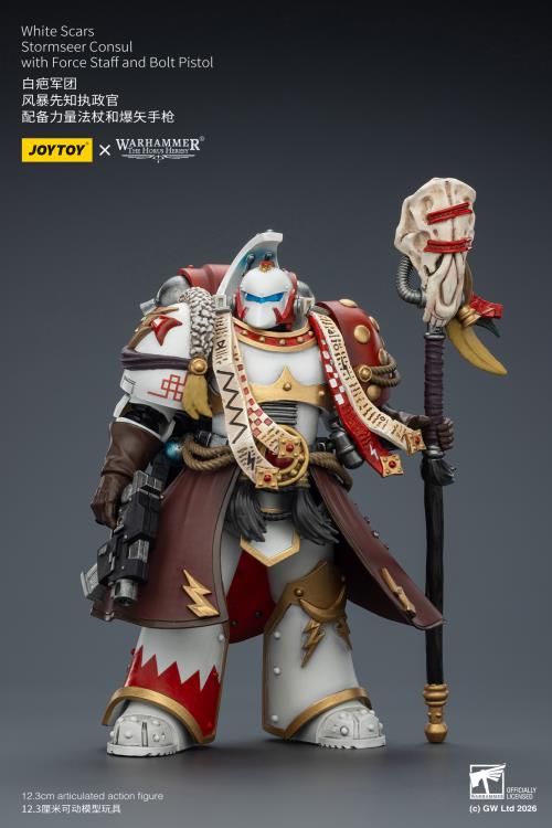 Warhammer 40,000 White Scars Stormseer Consul with Force Staff and Bolt Pistol 1/18 Scale Action Figure Gallery Image 6