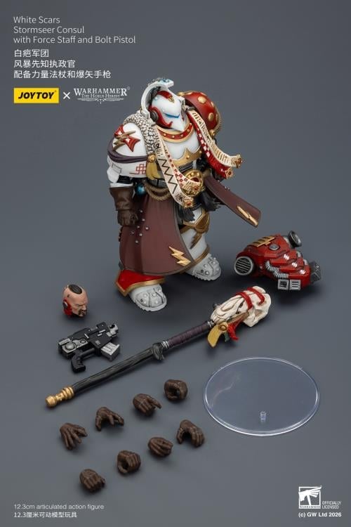 Warhammer 40,000 White Scars Stormseer Consul with Force Staff and Bolt Pistol 1/18 Scale Action Figure Gallery Image 12
