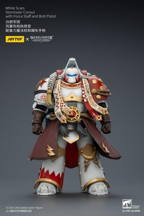 Warhammer 40,000 White Scars Stormseer Consul with Force Staff and Bolt Pistol 1/18 Scale Action Figure Gallery Image 4