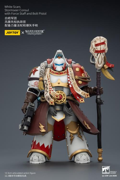 Warhammer 40,000 White Scars Stormseer Consul with Force Staff and Bolt Pistol 1/18 Scale Action Figure Gallery Image 5