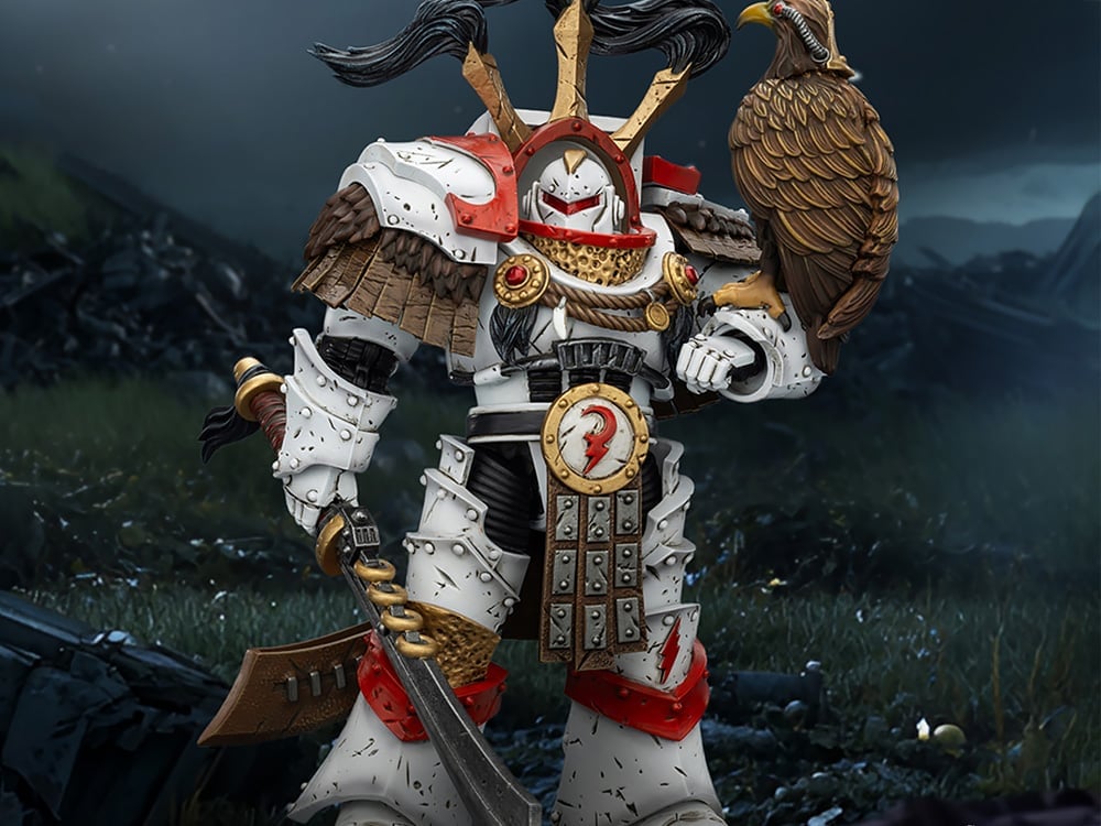 Warhammer 40,000 White Scars Legion Praetor in Cataphractii Terminator Armor with Cyber Hawk, Chogorian Sword and Combi-Melta 1/18 Scale Action Figure Gallery Image 1