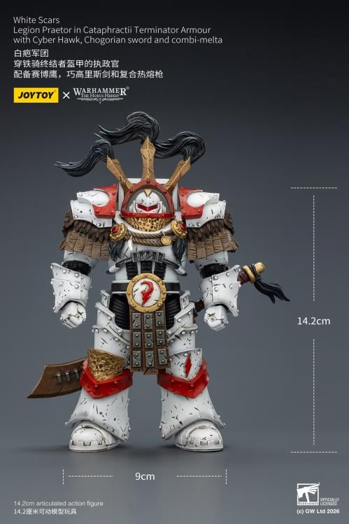Warhammer 40,000 White Scars Legion Praetor in Cataphractii Terminator Armor with Cyber Hawk, Chogorian Sword and Combi-Melta 1/18 Scale Action Figure Gallery Image 15