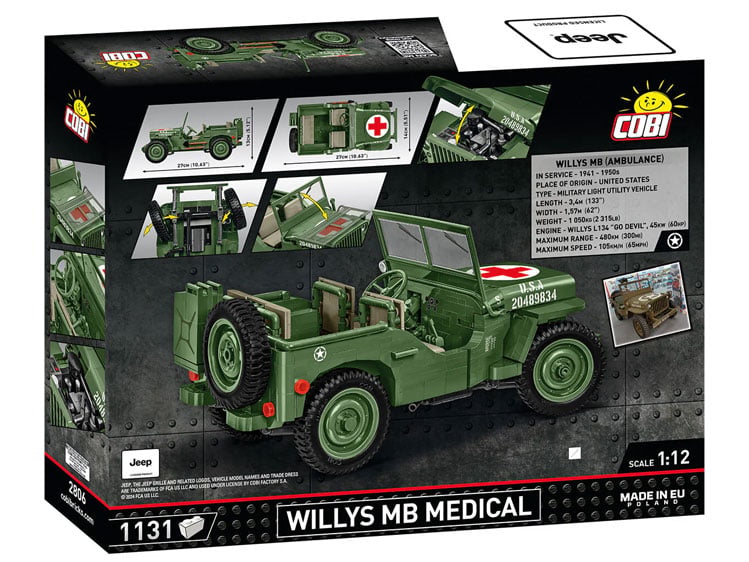 Jeep Historical Collection World War II Willys MB Medical 1/12 Scale Building Block Set Gallery Image 14