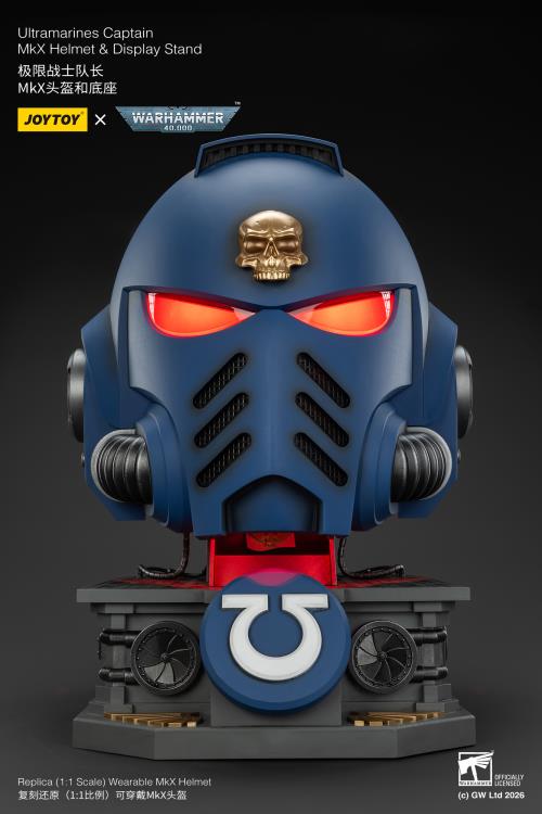 Warhammer 40,000 Ultramarines Captain Mk X 1/1 Scale Helmet Replica with Display Stand Gallery Image 18