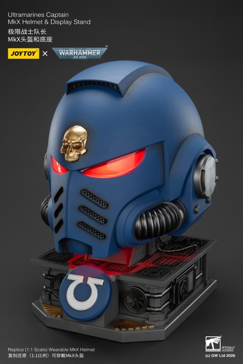 Warhammer 40,000 Ultramarines Captain Mk X 1/1 Scale Helmet Replica with Display Stand Gallery Image 20
