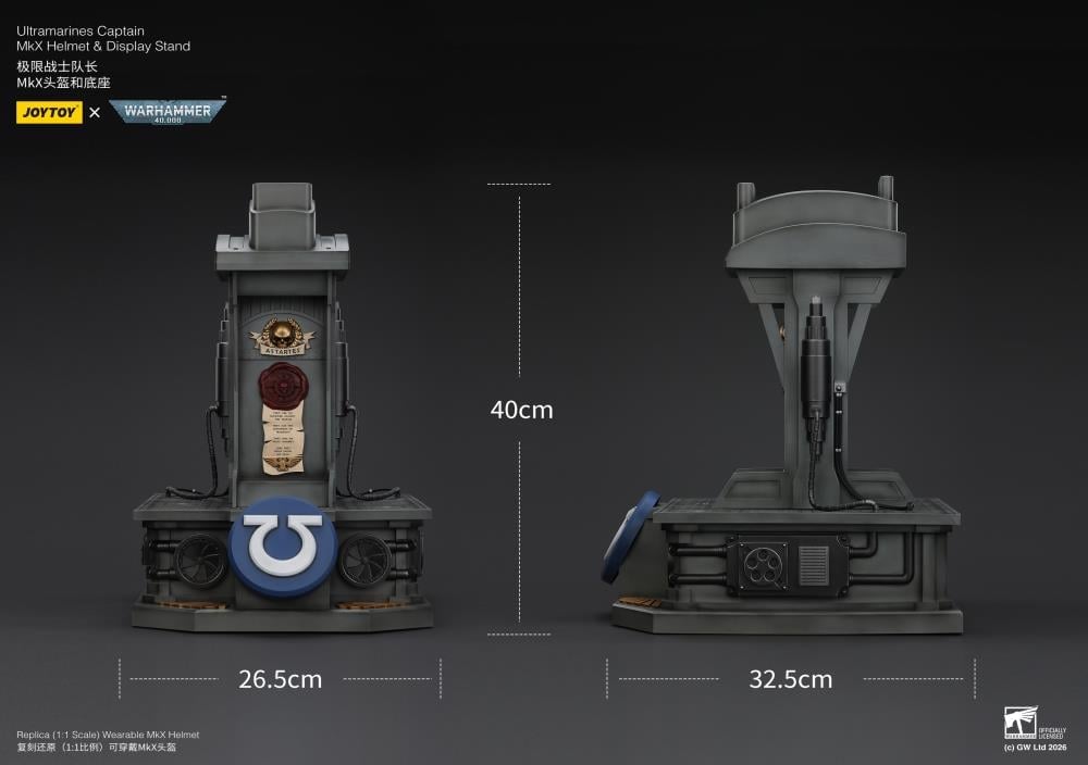 Warhammer 40,000 Ultramarines Captain Mk X 1/1 Scale Helmet Replica with Display Stand Gallery Image 29