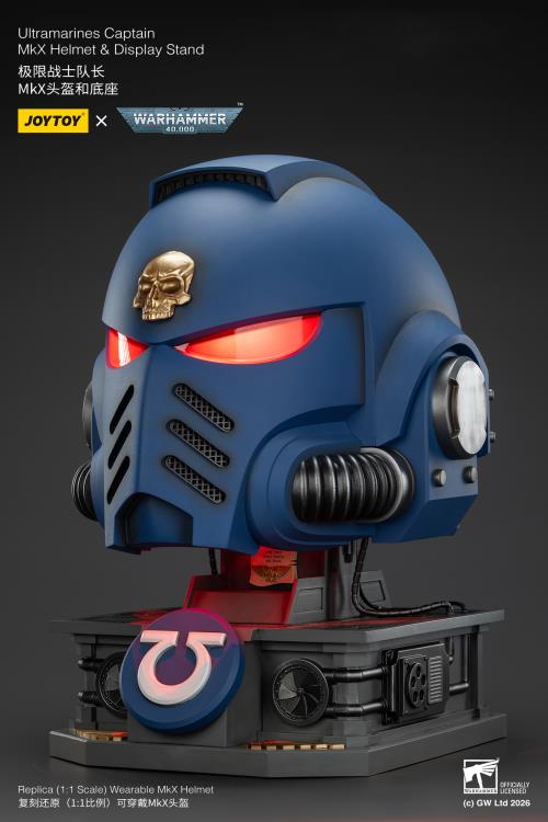 Warhammer 40,000 Ultramarines Captain Mk X 1/1 Scale Helmet Replica with Display Stand Gallery Image 14
