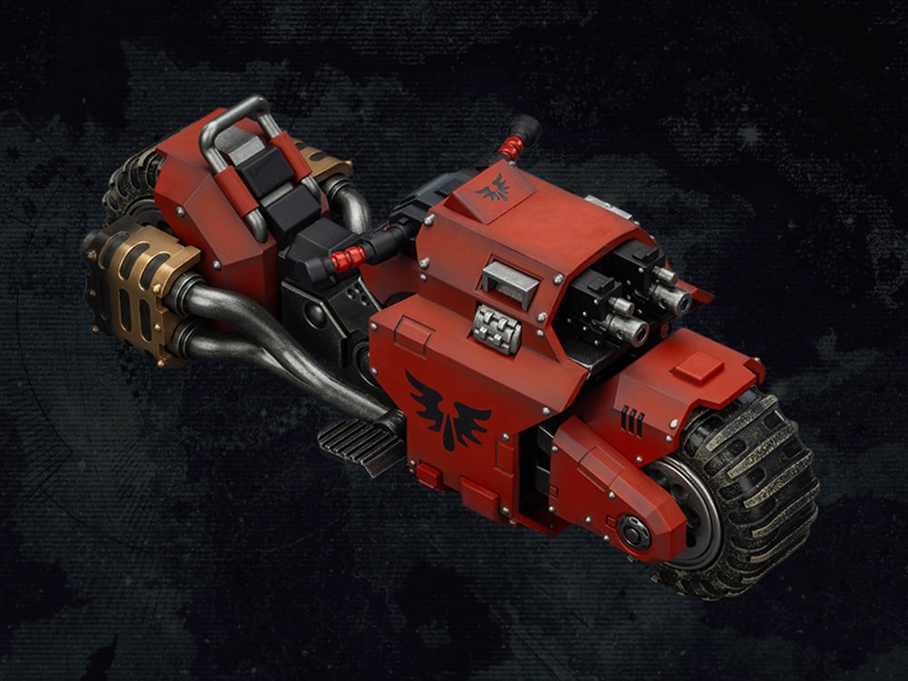 Warhammer 40,000 Blood Angels Raider-pattern Combat Bike with Twin-linked Bolt Rifles 1/18 Scale Vehicle Gallery Image 1